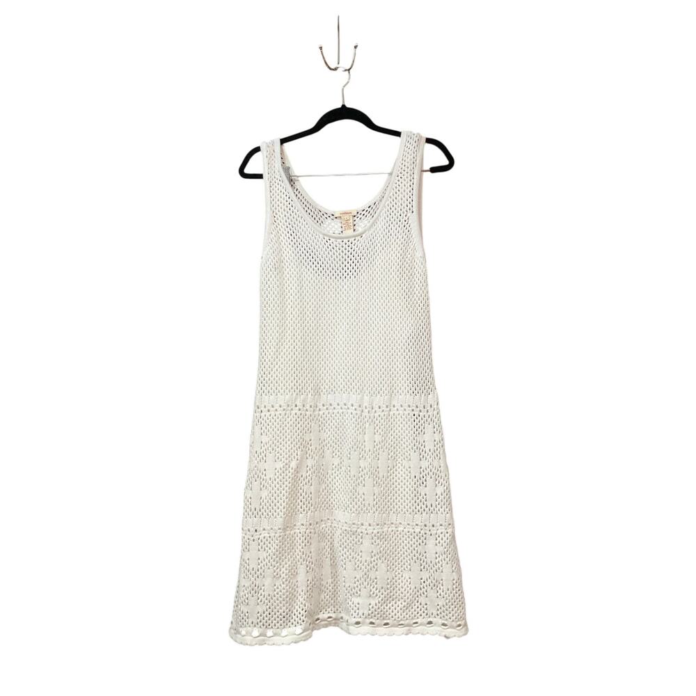 Sundance Crotchet Dress Large White 100% Cotton